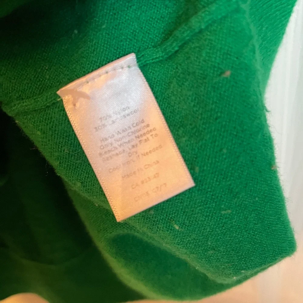 Talbots Green Knit Sweater‎ Bell Sleeves Back Button | Size M